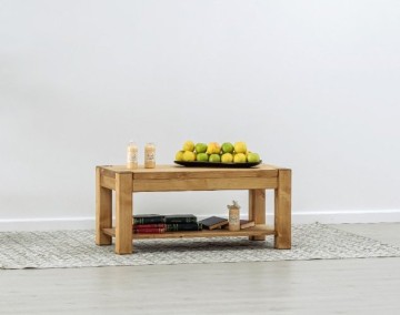 Masuta de cafea Ecuador, Lemn masiv rustic, 100 x 50 x 45 cm - Img 1