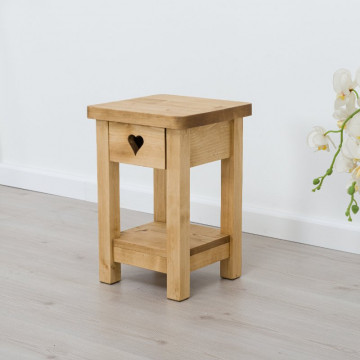 Noptiera Cabana cu 1 sertar si nisa lemn masiv rustic, 30 x 30 x 45 cm