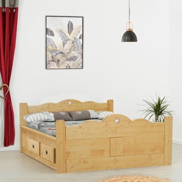 Pat dormitor Cabana Arizona lemn masiv, cu sertare 90 cm, 140 cm, 160 cm sau 180 x 200 cm - Img 2