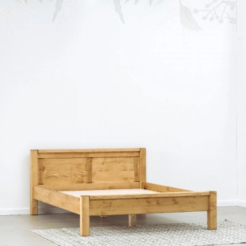 Pat lemn masiv dublu Ecuador, Lemn masiv rustic, 140 cm, 160 cm sau 180 x 200 cm - Img 2