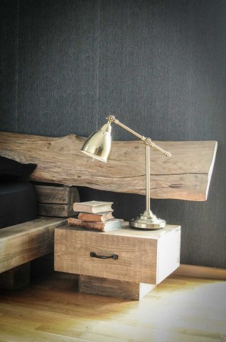 Pat lemn masiv pin model Samara, grinzi solide rustice, 140 cm, 160 cm, 180 cm sau 200 x 200 cm - Img 2