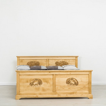 Pat lemn masiv rustic Ursul Carpatin, 140 cm, 160 cm sau 180 x 200 cm - Img 6