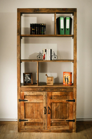 Raft biblioteca Kalamaria, lemn masiv pin, 100 x 38 x 200 cm - Img 1