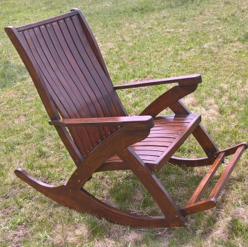 Scaun Balansoar Lemn Masiv Tania, finisaj TEK, 132 x 72 x 120 cm - Img 4