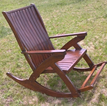 Scaun Balansoar Lemn Masiv Tania, finisaj TEK, 132 x 72 x 120 cm - Img 4