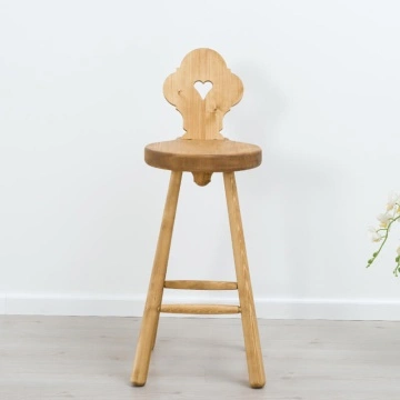 Scaun de bar rotund Rustic Cabana lemn masiv, 38 x 48 x 104/75 cm - Img 2