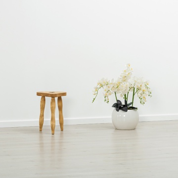 Scaun taburet Rustic Floare de Colt, lemn masiv, 35 x 35 x 45 cm - Img 3