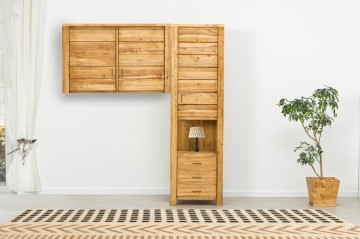 Set mobila dormitor lemn masiv Colibri, 2 piese lemn masiv rustic 02 - Img 1