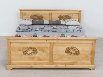 Set mobila dormitor rustic Ursul Carpatin, 3 piese lemn masiv rustic - Img 5