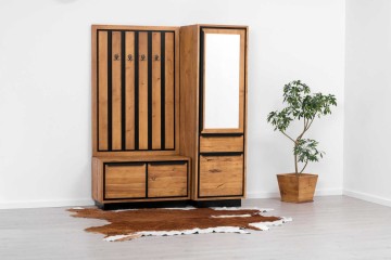 Set Mobilier Hol Lemn masiv Mexicana, 3 piese, 160 x 45 x 200 cm - Img 2