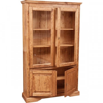 Vitrina Toscana cu 2 x 2 usi natur antik lemn de tei, 120 x 37 x 197 cm - Img 2
