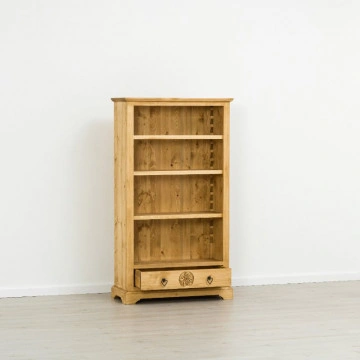 Biblioteca 1 usa si 4 etajere Rustic Chalet, Lemn masiv rustic, 90 x 38 x 160 cm - Img 3