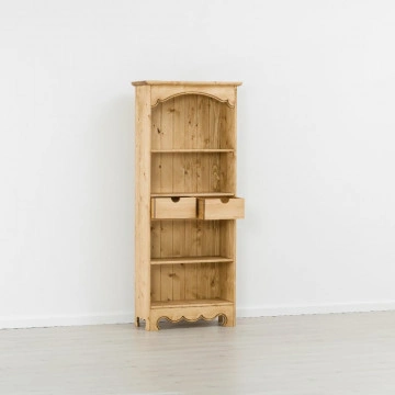 Biblioteca Cabana cu 2 sertare si 3 etajere, Lemn masiv rustic 75 x 33 x 180 cm - Img 2