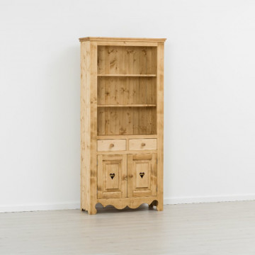 Biblioteca Cabana cu 2 usi si 2 sertare, Lemn masiv rustic, 93 x 38 x 196 cm - Img 5