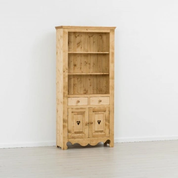 Biblioteca Cabana cu 2 usi si 2 sertare, Lemn masiv rustic, 93 x 38 x 196 cm - Img 5
