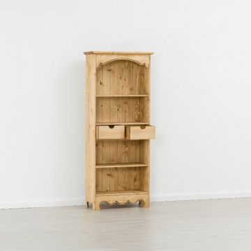 Biblioteca Rustic Flame cu 2 sertare si 3 etajere, Lemn masiv rustic 75 x 33 x 180 cm - Img 2