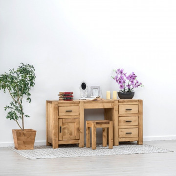 Birou 1 usa si 4 sertare Ecuador, Lemn masiv rustic, 160 x 50 x 78 cm - Img 5