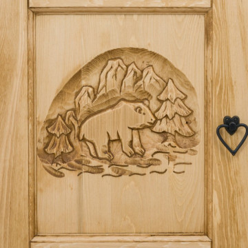 Bufet 3 usi si 3 sertare Ursul Carpatin, Lemn masiv rustic, 153 x 46 x 85 cm - Img 7
