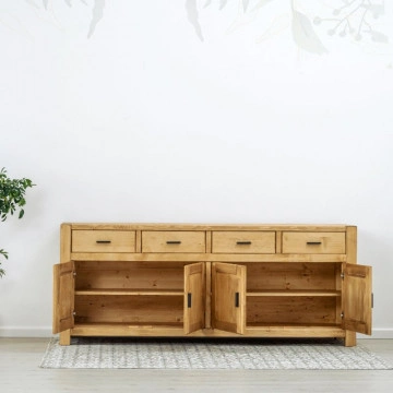 Bufet 4 usi si 4 sertare Ecuador, Lemn masiv rustic, 220 x 50 x 90 cm - Img 2