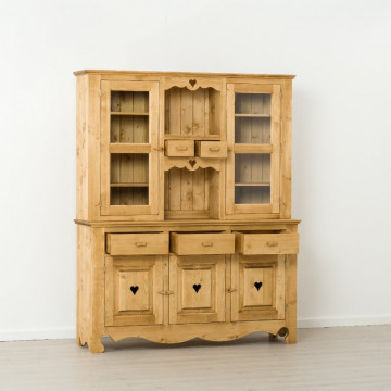 Bufet bucatarie Cabana, 4 usi 8 sertare 2 nise, Lemn masiv rustic, 160 x 45/42 x 197 cm - Img 3