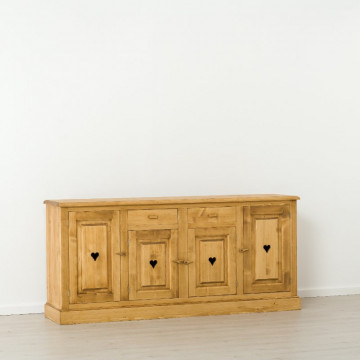 Bufet Cabana cu 4 usi 2 sertare, Lemn masiv rustic, 200 x 48 x 92 cm - Img 5