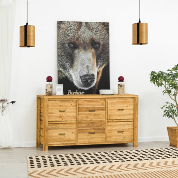 Bufet cu 2 usi si 2 sertare Colibri, Lemn masiv rustic, 160 x 46 x 85 cm - Img 1