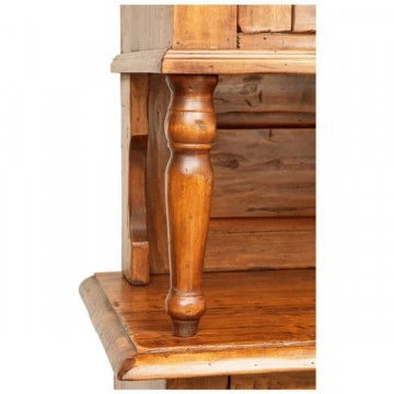 Bufet cu vitrina Dolce Toscana lemn masiv tei, nuc antik, 107 x 43 x 238 cm - Img 5