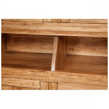 Bufet cu vitrina Dolce Toscana natur antik lemn masiv de tei, 172 x 38/50 x 226 cm - Img 3