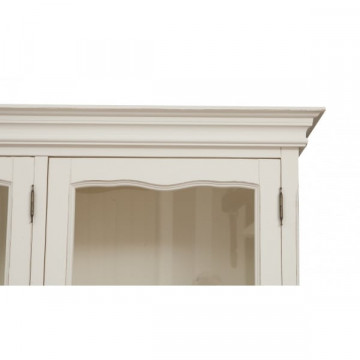 Bufet cu vitrina Toscana Charme 2 x 3 usi lemn masiv tei, alb unt + natur antik, 175 x 41 x 207 cm - Img 5