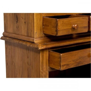 Bufet cu vitrina Toscana nuc antik lemn de tei, 142 x 50 x 225 cm - Img 3