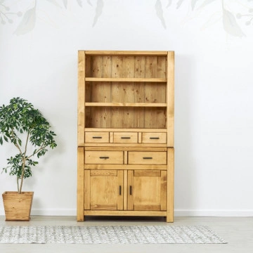 Bufet de bucatarie 2 usi si 5 sertare Ecuador, Lemn masiv rustic, 110 x 50/42 x 195 cm - Img 6