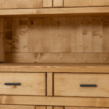 Bufet de bucatarie Ecuador 2 usi si 5 sertare, Lemn masiv rustic, 110 x 50/38 x 190 cm - Img 7