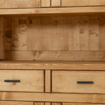 Bufet de bucatarie Ecuador 2 usi si 5 sertare, Lemn masiv rustic, 110 x 50/38 x 190 cm - Img 7
