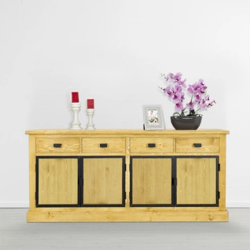 Bufet lemn masiv Industrial Wood, 4 usi si 4 sertare, 200 x 50 x 90 cm - Img 2