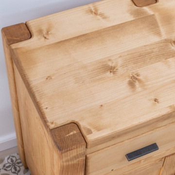 Comoda 2 usi si 2 sertare Ecuador, Lemn masiv rustic, 110 x 50 x 85 cm - Img 6