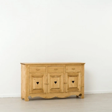 Comoda Cabana cu 3 usi si 3 sertare, Lemn masiv rustic, 160 x 45 x 92 cm - Img 5