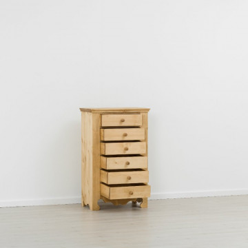 Comoda Cabana cu 6 sertare, Lemn masiv rustic, 72 x 45 x 115 cm - Img 2