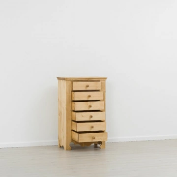 Comoda Cabana cu 6 sertare, Lemn masiv rustic, 72 x 45 x 115 cm - Img 2