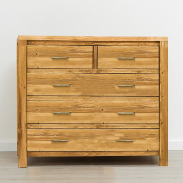 Comoda cu 5 sertare Colibri, Lemn masiv rustic, 95 x 46 x 85 cm - Img 2