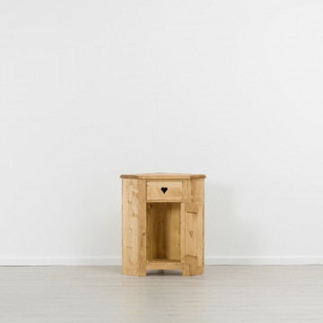Comoda de colt Rustic Floare de Colt cu 1 sertar si 1 usa, Lemn masiv 77 x 54 x 89 cm - Img 4