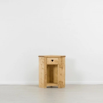 Comoda de colt Rustic Floare de Colt cu 1 sertar si 1 usa, Lemn masiv 77 x 54 x 89 cm - Img 4