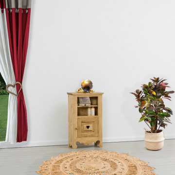 Comoda Rustic Flame cu 1 usa si nisa Lemn masiv rustic, 55 x 30 x 91 cm - Img 1
