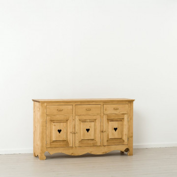 Comoda Rustic Flame cu 3 usi si 3 sertare, Lemn masiv rustic, 160 x 45 x 92 cm - Img 5