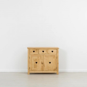 Comoda Rustic Floare de Colt 2 usi si 3 sertare, Lemn masiv 106 x 42 x 89 cm - Img 4