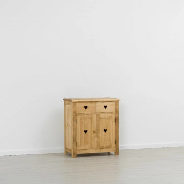 Comoda Rustic Floare de Colt cu 2 usi si 2 sertare din Lemn masiv 80 x 42 x 89 cm - Img 5