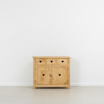 Comoda Rustic Love 2 usi si 3 sertare, Lemn masiv rustic, 106 x 42 x 89 cm - Img 4