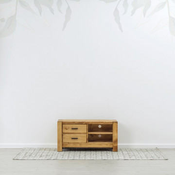 Comoda TV 2 sertare si 2 nise Ecuador, Lemn masiv rustic, 100 x 50 x 50 cm - Img 2