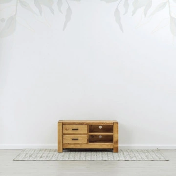 Comoda TV 2 sertare si 2 nise Ecuador, Lemn masiv rustic, 100 x 50 x 50 cm - Img 2