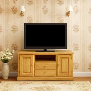 Comoda TV Apuseni cu 2 usi si 2 sertare Lemn masiv, 140 x 45 x 75 cm