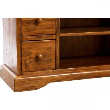Comoda TV Dolce Toscana lemn masiv de tei, nuc antik, 129 x 40 x 60 cm - Img 3